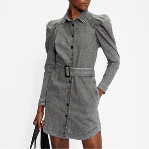 Ted Baker Dress Pasccal Mini Button Down Belted in Denim Grey